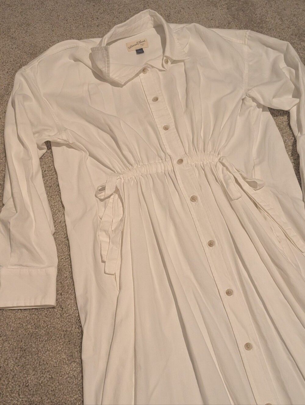 Universal Thread Long Sleeve Cinch Waist Maxi White Shirtdress S - Picture 5 of 13